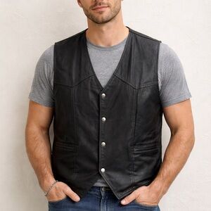 Vintage USA Camel‎ Cigarettes Motorcycle Leather Vest Mens XL Branded Garments